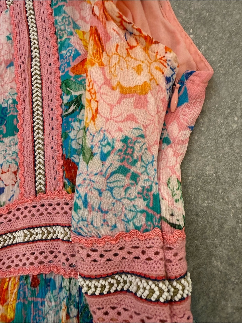 Anthropologie Bhanuni by Jyoti Yuko Halter Maxi Dress Boho Floral Beaded Size 8 - Picture 7 of 16